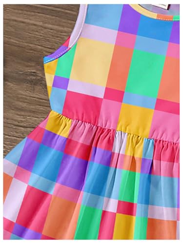 WDIRARA Toddler Girl's Colorful Plaid Sleeveless Dress Swing A Line Tank Dresses4