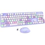 Zienstar-Pack de Teclado y Ratón Inalámbrico Español,Multicolores-Morado