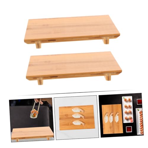 Plato rústico de bambú para sushi y snacks 2 piezas miniatura 4