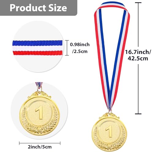 image for Caydo 63 Pieces 2 Inch Gold Silver Bronze Award Medals, 1st 2nd 3rd Pl
