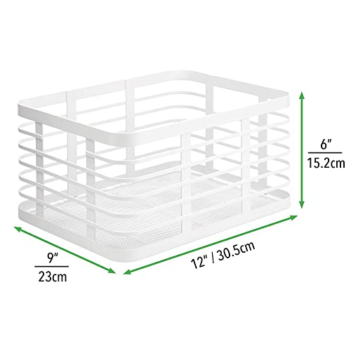 mDesign Set van 6 multifunctionele manden voor het hele huis – opbergmand van metaal voor keuken, voorraadkamer, badkamer enz. – compacte en universele draadmand – wit - Image 6
