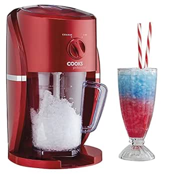 Electric Ice Crusher Slush Maker Slushy Snow Cone Machine for Slushies and Cocktails adjustable grinder settings 1.1 Litre capacity Red by Cooks Professional