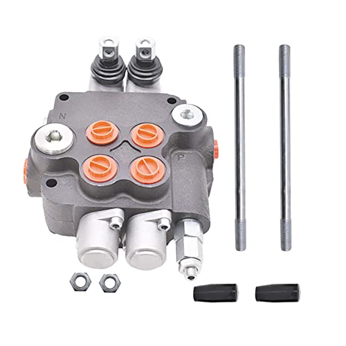 kimllier Válvula hidráulica de 2 carretéis 21 GPM 3600 PSI Válvula de controle direcional hidráulico