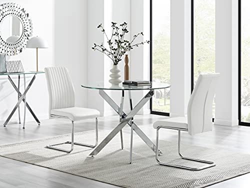 Moderno juego de mesa de comedor de cristal con 2 sillas de piel ...