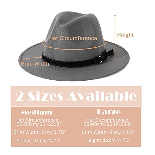 Image of Lisianthus Men & Women Vintage Wide Brim Fedora Hat | Classic Belt Buckle Decor, Adjustable Drawstring, Inner Breathable Sweatband, Timeless Style, Ideal for Travel & Daily