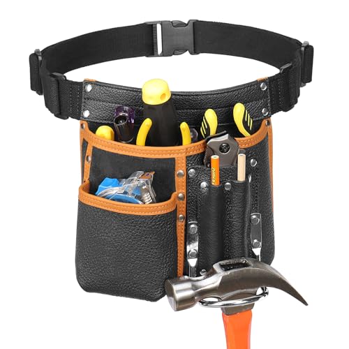 quipuda Ceinture Porte Outil Bricolage,Ceinture de Travail Homme Chantier,Sacoche Outils pour Charpentier, Préposé à L'entretien, Constructeur,...