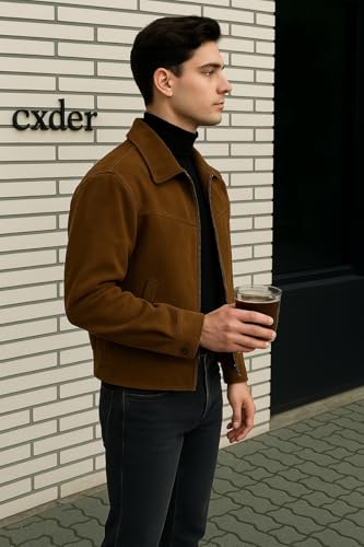 Image of YOONIKK Regular Fit Winter Wear suede Leather Jacket For Men