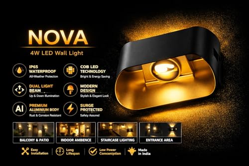 Image of FERA Waterproof Up Down Led Wall Lamp, Aluminium IP65 Body 2 Ray, Warm White, Indoor /Outdoor Decorative Wall Sconce Light, (NOVA)