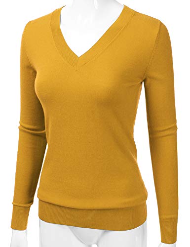 Image of EIMIN Women's Long Sleeve V-Neck Slim Fit Pullover Soft Knit Top Sweater (S-XL)