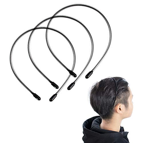 AUEAR, 3 Pack Metal Headbands Unisex Spring Wavy Nonslip Hair Hoop Men Women Sports Fashion Headwear for Outdoor Sports Yoga Black