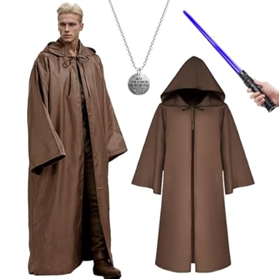 HarnyLoom Disfraz Jedi Adultos Hooded Robe Marrón Negro Hombre Medieval Capa con Capucha Uniforme Completo Túnica Sudaderas Carnaval Halloween Cosplay | Ya disponible en tu tienda friki favorita! En mundofriki.es!
