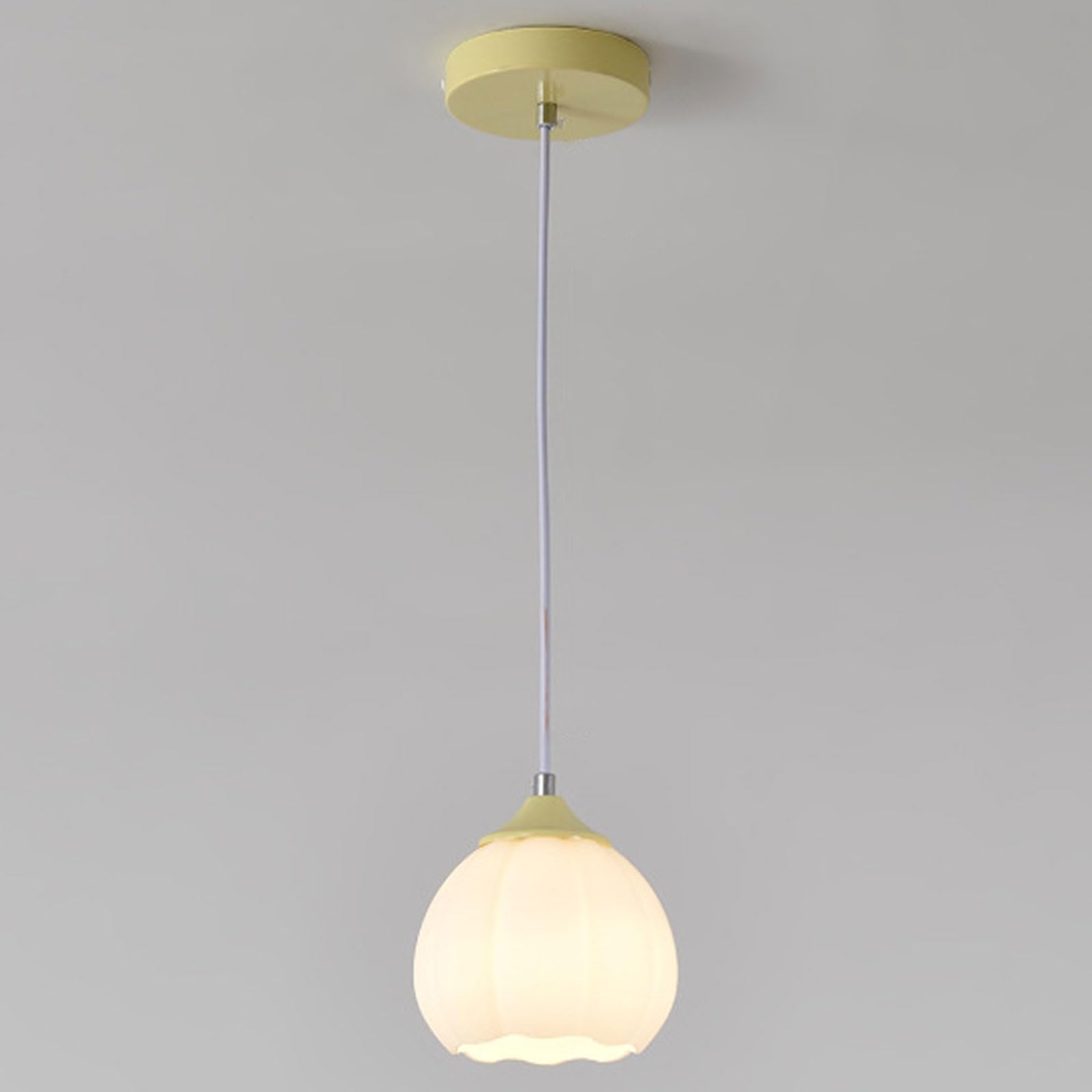 RSZCSMO Butter-Style Pumpkin Bedroom Pendant Light E26 Round Single-Head Glass Multi-Option Bedroom Hanging Lamp Children's Room, Bar Counter, Dining Table Lighting Fixture