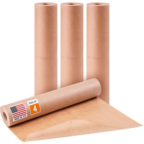 Image of 15 inch x 60 Yards (180 feet) Masking Paper Roll (Pack of 4) - Made in USA General Purpose Kraft Masking Paper for Painting - Painters' Protection from Splatter and Overspray