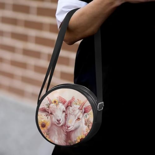 Leather Round Purse for Women Shoulder Crossbody Bag, Zipper Small Circle Wallet with Adjustable Strap4