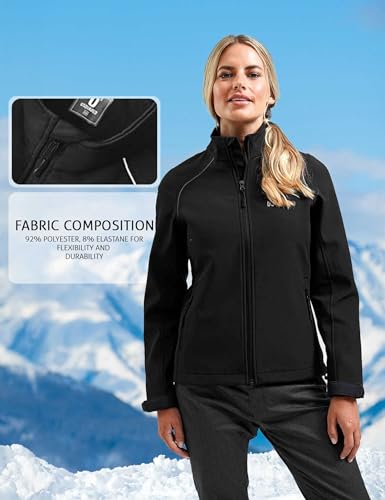 Women's Softshell Waterproof Jacket, Outdoor Windbreaker Warm Fleece Lined Rain Soft Shell For Hiking Travel3