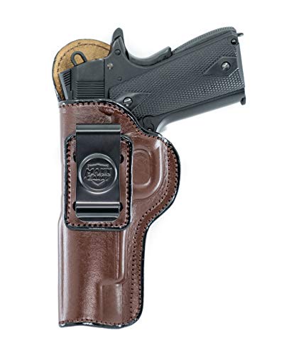 Maxx Carry IWB Leather Gun Holster for Colt 1911 4 inch, Combat Commander Concealed Carry | Kimber 1911 | Ruger SR1911 Commander or Officer | Taurus 1911 Officer, Brown, Left Hand Draw