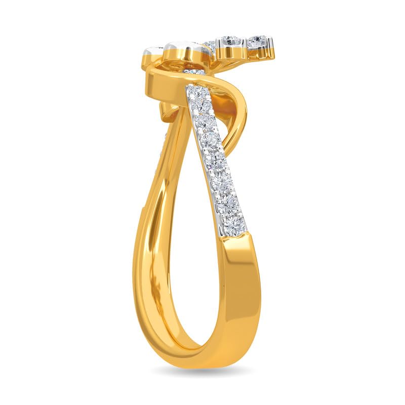 Image of KISNA 14k / 18k Real Gold & Diamond Ring | Diwali, Rakhi Rakshabandhan Gift for Sister /Bhabhi /Women | With Certificate of Authenticity & BIS-Hallmarked Gold Jewellery | Swian Ring