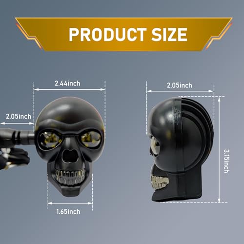 Image of 2PCS LED Motorcycle Turn Signal Light, Waterproof Skull Head Warning Light Decoration, 10 mm Screw Blinkers Indicator Replacement part (White for Constant On, Yellow for Turning