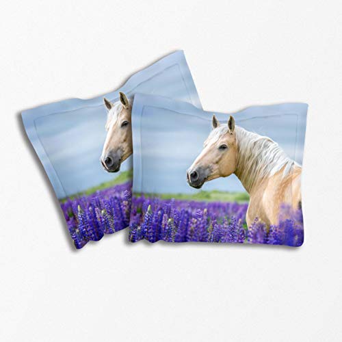 Loussiesd Boys Bedding Sets for Kids Teens Girls Youth Horse Duvet Cover Steed Lavender Bed Cover Wild Animal Bedspread Cover Decorative Wildlife Purple Floral Nature Comforter Cover Double - Image 3