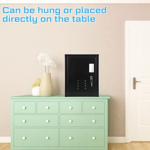 Suzile Lockable Storage Cabinet Metal Lockable Steel Storage Cabinet Organizer Lockers for Employees Vertical Metal Cabinets End Side Table Steel Bedside with Shelf(Black) by Suzile - Image 5