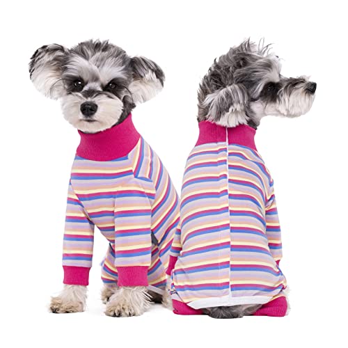 Image of Dog Surgery Recovery Suit for Small Dogs, 4-Legged Dog Onesie After Surgery with Back Snaps, Breathable Cotton Spay and Neuter Bodysuit for Female and Male Dogs