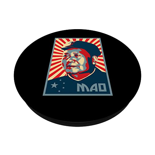 Mao Zedong Tse Tung Chairman Mao China Chinese Patriot PopSockets Swappable PopGrip, Black - Image 2