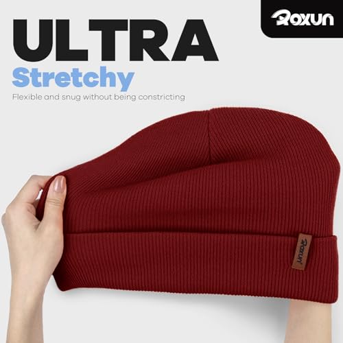Image of ROXUN Beanie for Men /Women Winter Hat Soft Warm Unisex Skull Stocking Cap | cuffed beanie,stretch-knit fit ,suits daily wear,hiking, skiing cycling