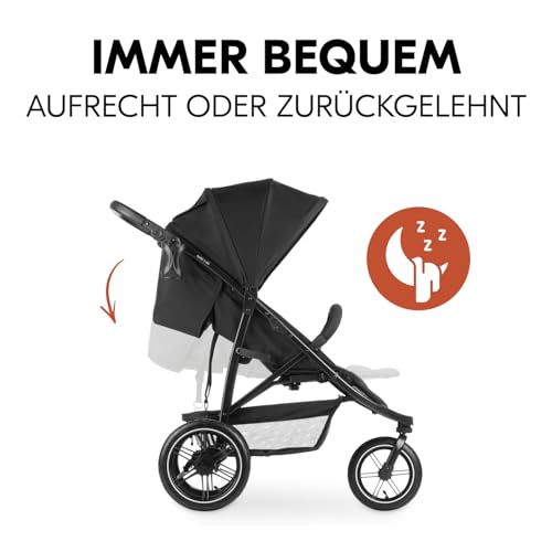 hauck Rapid 3 Air, Schwarz - Dreirad Kinderbuggy mit Luftreifen, Federung und Liegeposition ab Geburt bis 22 kg, UV Schutz 50+, Zusammenklappbar, Höhenverstellbarer Schieber mit Becherhalter