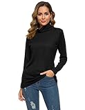 Oversize Black Turtleneck Women Long Sleeve Stretch Fitted Basic Soft Lightweight Layer Tops