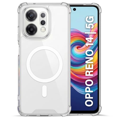 Image of TRUEUPGRADE Back Cover for Oppo Reno 14 5G| Mag-Safe Printed Transparent Case | Hard PC Back + Soft TPU Bumper | Magnetic Print Shockproof Protective Cover | Crystal Clear