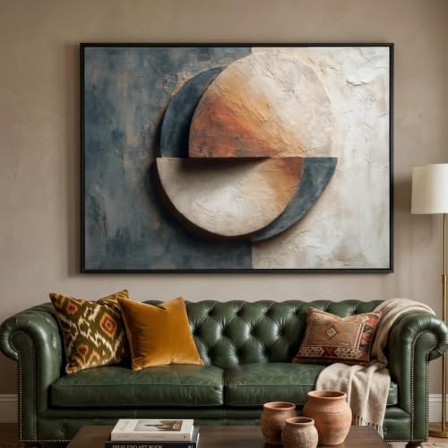 Tableau géométrique haut de gamme sur toile texturée et cadre intérieur en bois durable - 4