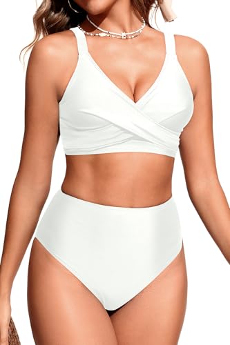 Aqua Eve Women's High Waisted Bikini Set Two Piece Tummy Control Swimsuits High Cut Bathing Suits 20253