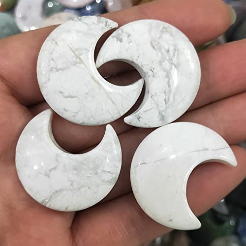 AMHIL Natural All Kinds of Material Crystal Moon Gemstone Moons 5pcs Suitable for Furniture Decoration Ornaments (Color : Howlite)