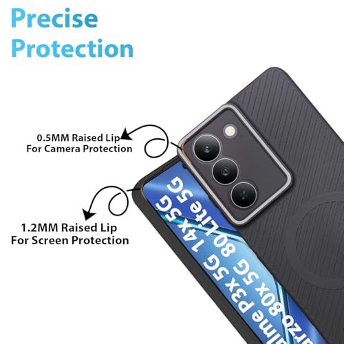 Image of LIRAMARK Rugged Carbon Fibre TPU Armor Silicone Back Cover Case for Realme P3x 5G / 14x 5G / Narzo 80x 5G / 80 Lite 5G