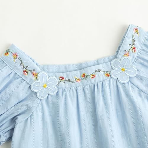 Image of Curipeer Toddler Girls Shirt Summer Casual Puff Short Sleeve Blouse Tops for Baby Girl