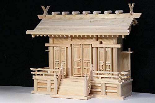 やまこう 神棚 三社 単品 通し屋根 中型 ■ 唐戸の扉 × 木の擬宝珠 / 美しい、東濃桧 ■ お社本体サイズ (cm) 高さ48 幅60 奥行27