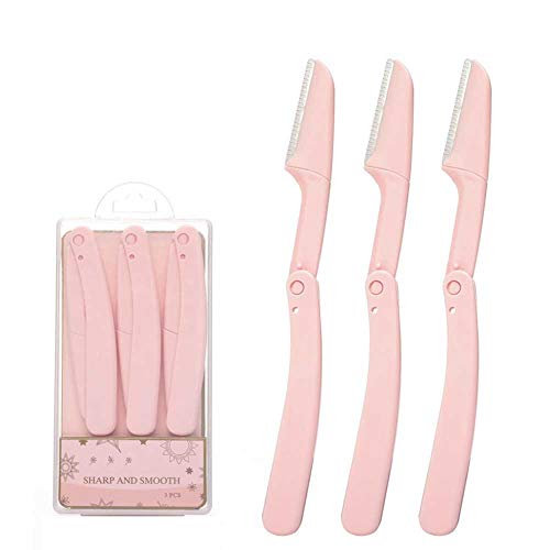 3pcs Removers,Grooming Shavers,Multifunctional Stainless Steel Eyebrow Trimmer for Men Face Hair and Women, Exfoliating Face Razor pink