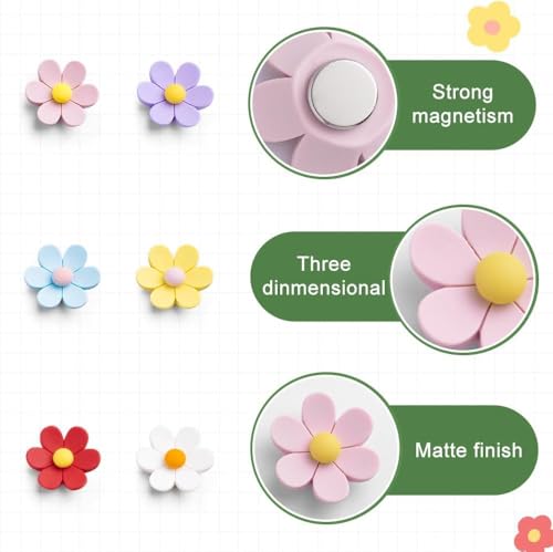 Image of K.K. VillA Beautiful 3D Flower Fridge Magnets for Home & Office | Strong Decorative Magnets for Refrigerator, Locker, Whiteboard & Kitchen Use | Multicolour Floral Design (Pack of 10, Small)