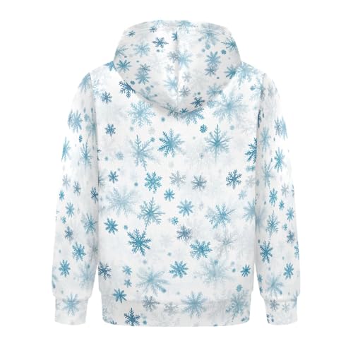 Kids Hoodies Sweaters Christmas Xmas Snowflake Hooded Sweatshirts with Big Pockets for Boys Girls B04003842