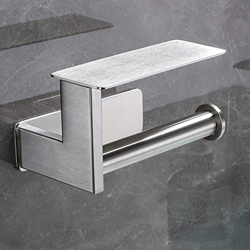 Dvocel Porta Carta Igienica da Parete Senza Forare Porta rotolo con Porta Cellulare Acciaio Inox 304 Spazzolato Portarotolo Carta Igienica Per Bagno Cucina