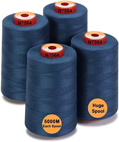 New brothread - 30 Options - 4 Large Cones of 5500Y (5000M) Each All Purpose Spun Polyester Thread 40S/2 (Tex27) for Serger, Overlock, Quilting, Piecing and Sewing - Blue Moon