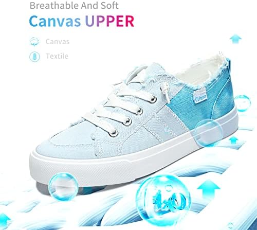 Obtaom Womens Colour Blocking Play Canvas Sneakers Cute Tie Dye Splicing Slip on Shoes Comfortable Multi Walking Shoes for Lady(Light Blue,US11) | Image 2