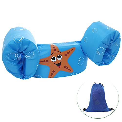 Kid Toddler Swim Vest Life Jacket Vest Kid Floaties Vest TEWENE Boating Vest with Adjustable Chest Strap and Storage Bag Suitable for 22-66 lbs/Beach/Pool/Ocean (Blue Starfish)