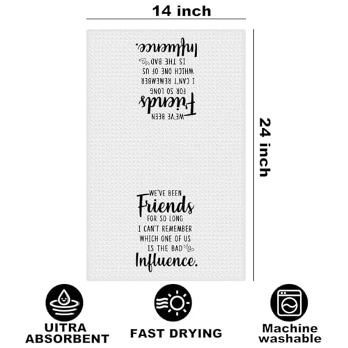 Image of Hanamiya Na Funny Sarcastic Friend Gifts Kitchen Towels 24x14 Inch, Humorous Friendship Gift Reusable Dish Towels for Kitchen Decor, Waffle Weave Absorbent Hand Towel, BFF Gifts for Women Friend
