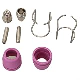 26-Piece Plasma Cutter Consumable Kit with Copper Alloy Nozzles and Electrodes for Lotos LTP5000D/LTPDC2000/LTPAC2500, Includes Ceramic Nozzles and Brackets for Welding and Metal Cutting