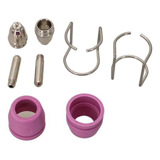 26-Piece Plasma Cutter Consumable Kit with Copper Alloy Nozzles and Electrodes for Lotos LTP5000D/LTPDC2000/LTPAC2500, Includes Ceramic Nozzles and Brackets for Welding and Metal Cutting