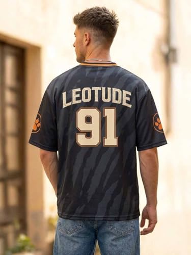 Image of LEOTUDE Men's Tiger Graphic Printed Oversized T-Shirt | Bold Red Sports Jersey Style Tee | V-Neck Half Sleeve Casual Streetwear for Men's (Color:Red)