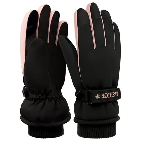 Kulamo Winter Damen Skihandschuhe, Winterhandschuhe Warm, wasserdichte Touchscreen Anti Rutsch Snowboardhandschuhe, Ideal für Ski, Snowboarden, Schneemobilfahren und...