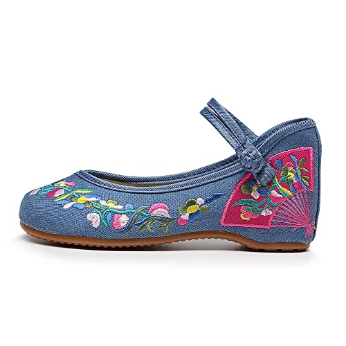Floral Handmade Embroidered Shoes for Women Chinese Style Comfortable Loafers Shoes Casual Round Toe Walking Mary Jane Ballet Flats Shoes2