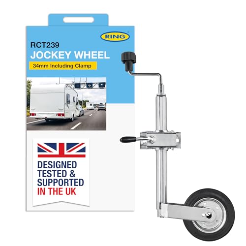 RING 34 mm Jockey Wheel Assembly Including Clamp - Suitable for Trailers & Fully Retractable